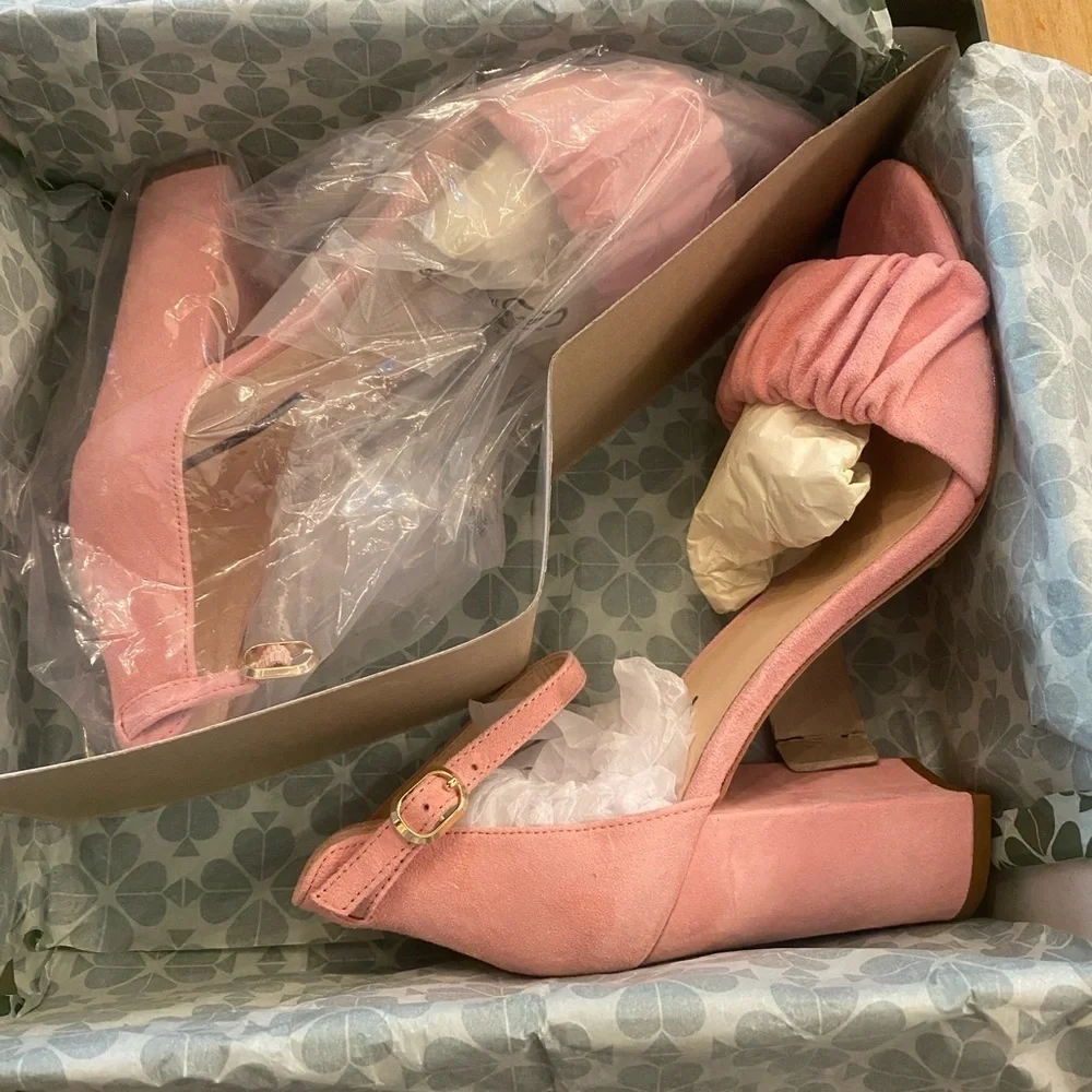 Kate Spade Pink Suede Mona Block Heel New in Box size 9